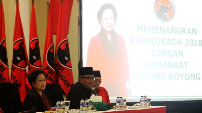 ilustrasi Ketum PDIP Megawati Sukarnoputri di sekolah partai Calon Kepala Daerah PDIP.