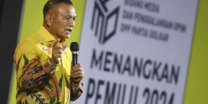 Sekretaris Jenderal Partai Golkar Lodewijk F Paulus memberikan arahan saat menghadiri Rapat Koordinasi Nasional (Rakornas) Bidang Media dan Penggalangan Opini (MPO) Partai Golkar di Jakarta, Senin, 21 November 2022.