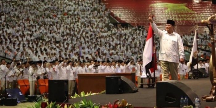 Ketum Prabowo Subianto saat acara Rapimnas Gerindra.