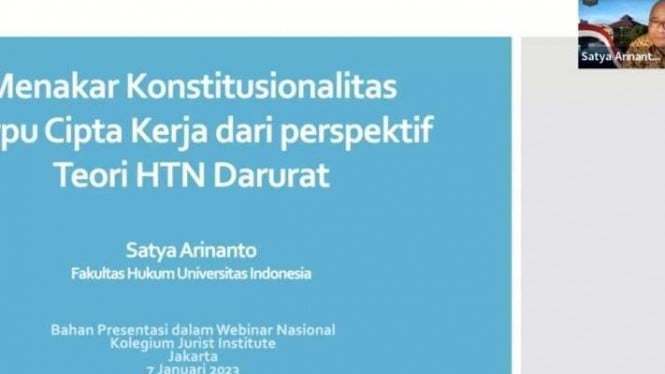 Paparan Prof Satya Arinanto, diskusi Menakar Konstitusionalitas Perppu Ciptaker