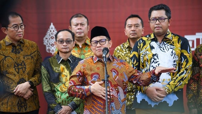 Ketua Umum PKB Muhaimin Iskandar bersama elite DPP PKB di Istana