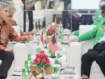 Pelaksana Tugas Ketum PPP Muhammad Mardiono (kiri) bertemu Duta Besar Amerika Serikat untuk Indonesia Sung Yong Kim (kanan) di kantor pusat PPP, Jakarta, Kamis, 2 Maret 2023.