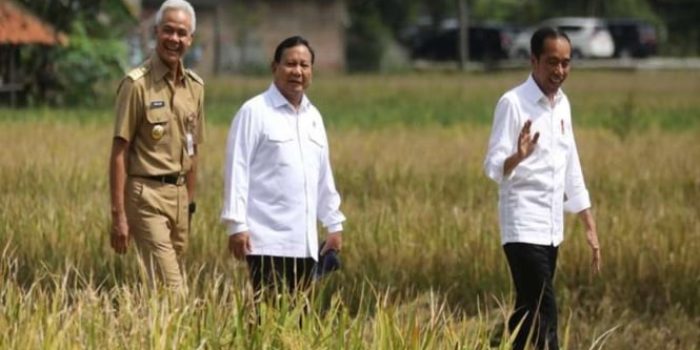 Presiden Jokowi, Menhan Prabowo dan Gubernur Jateng Ganjar Pranowo