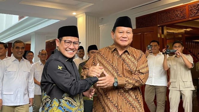 Ketum PKB  Muhaimin Iskandar alias Cak Imin bertemu dengan Prabowo Subianto.