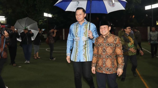 Ketum Demokrat AHY dan Ketum PKB Cak Imin bertemu di Puri Cikeas, Bogor.
