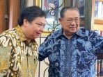 Ketum Golkar Airlangga Hartarto bertemu dengan SBY di Cikeas, Bogor.