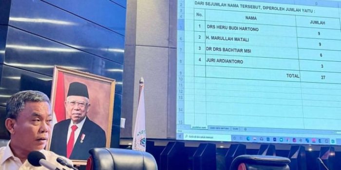 Ketua DPRD DKI Prasetio Edi saat pimpin rapimga penentuan nama calon Pj Gubernur DKI.