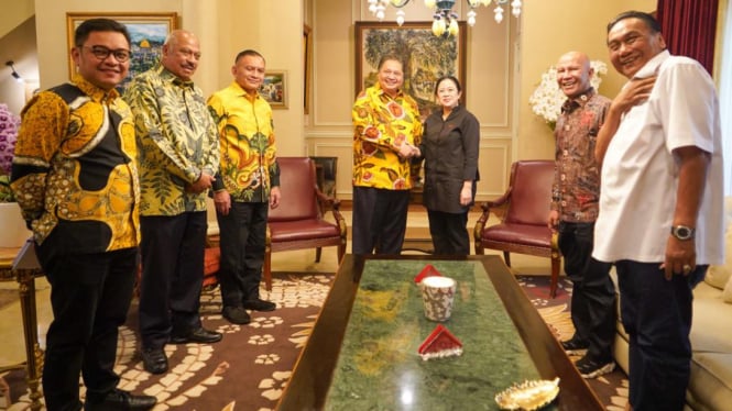 Ketua DPP PDIP Puan Maharani bertemu dengan Ketua Umum Golkar Airlangga Hartarto